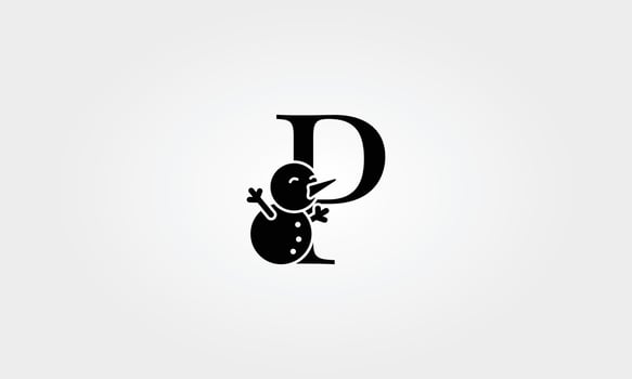 alphabet snow man letter p vector