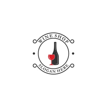 wine shop logo template in white background vector