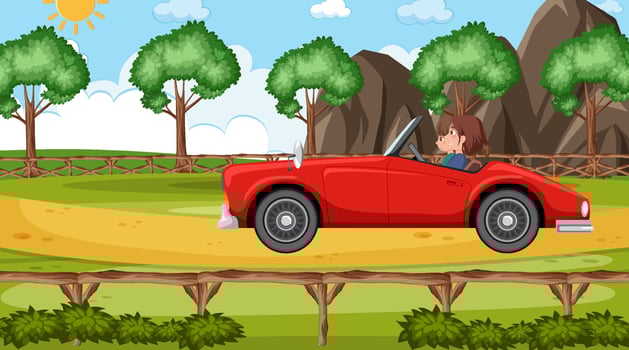 Classic car for a vacation roadtrip concept vector
