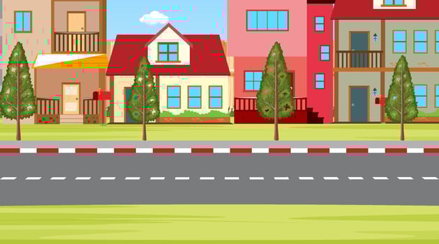 Scene with house and garden vector