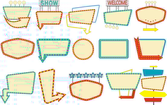 Retro Signboard Clipart set, Vintage Signboard vector