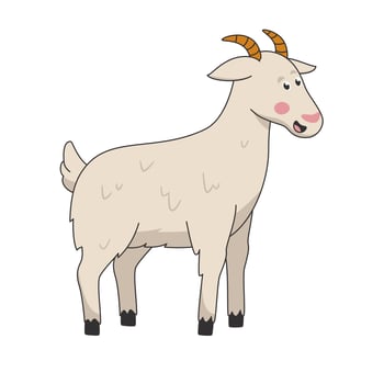 Goat Male with horns smile cute cartoon vector