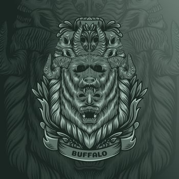 skull illustration with ornament style vector