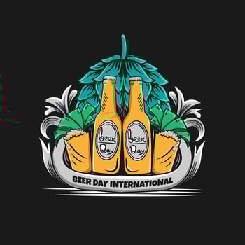 logo vintage beer day international vector