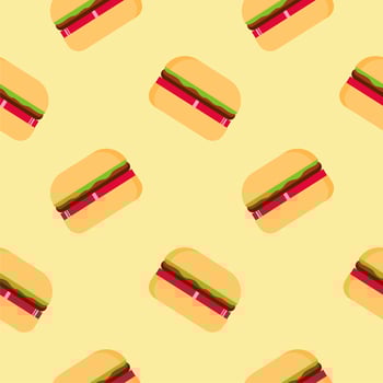 Burger seamless pattern. Fast food pattern. Flat design Vector Illustration