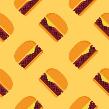 Burger seamless pattern. Fast food pattern. Flat design Vector Illustration