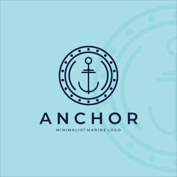 anchor ship logo minimalist line art icon illustration template design. minimal logo emblem anchor for marine or sailor business concept symbol design vector