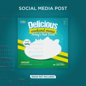 Delicious food menu banner social media post vector