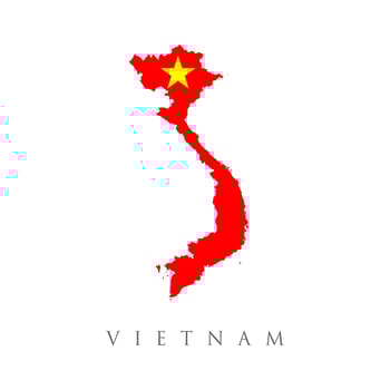 map of vietnam and vietnamese flag illustration. Vietnam country flag inside map contour design icon logo. vector