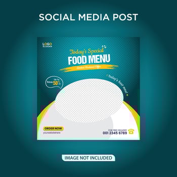 Food menu and restaurant banner social media post vector