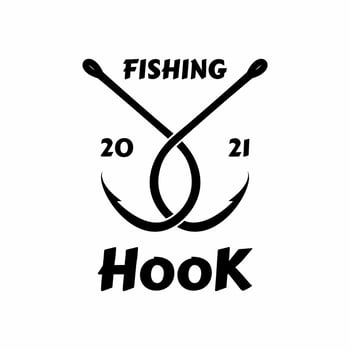 Fishing hook logo, Vintage black silhouette, Inspiration logo vector