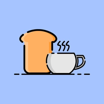 cup of tea and bread vector