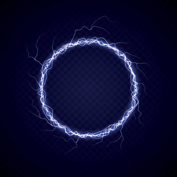 Electric circle with lightning effect vector