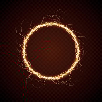 Electric circle with lightning effect. vector