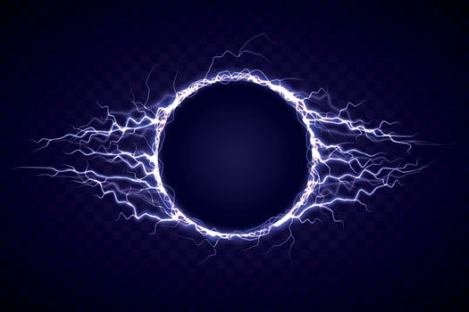 Electric circle with lightning effect vector