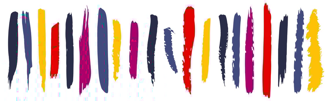 Set of different strokes of colored paint on a white background - Vector