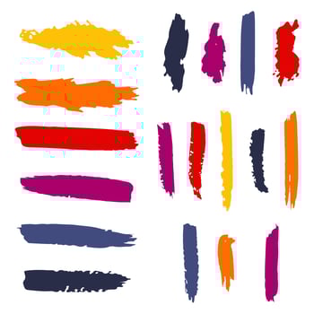 Set of different strokes of colored paint on a white background - Vector