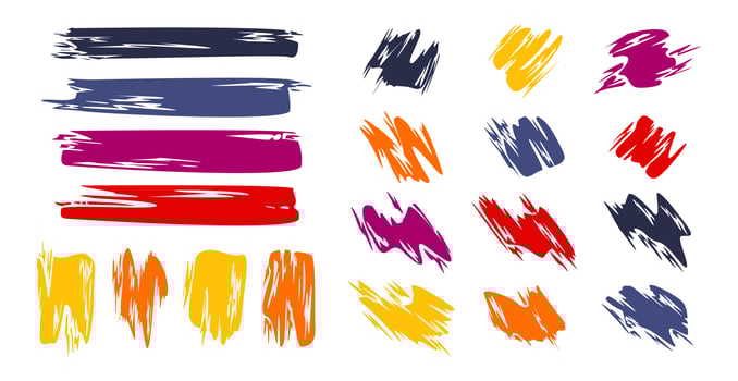 Set of different strokes of colored paint on a white background - Vector