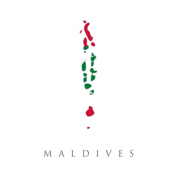 Maldives country flag inside map contour design icon logo. Maldives detailed map with flag of country. Country Flag Travel and Tourism concept vector