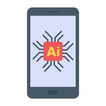 Microchip in flat icon, editable vector