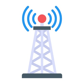 Signal Tower in flat trendy editable icon vector