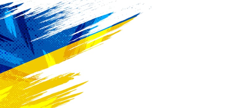 Ukraine Flag with Brush Concept. Flag of Ukraine in Grunge Style. Pray for Ukraine. Hand Painted Brush Flag of Ukraine Country vector