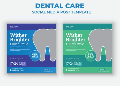 Dental Social Media Post, Health Care Social Media Templates vector