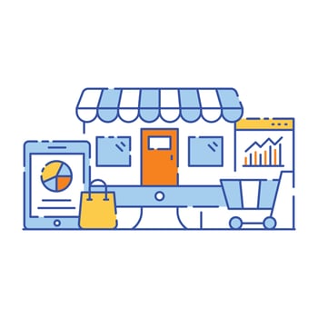 Online store analytics flat illustration design, editable vector
