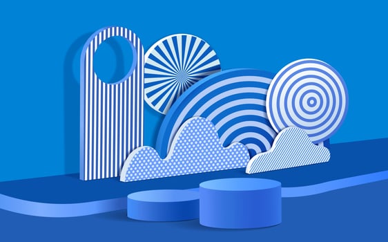 3d rendering of podium and abstract geometric with empty space for product. vector