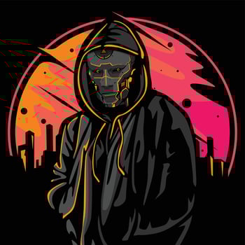 Vector illustration of cyborg in cyberpunk style