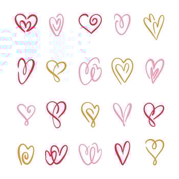 Different hearts drawn by hand vector