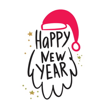 Santa Kalaus beard with the inscription happy New year vector
