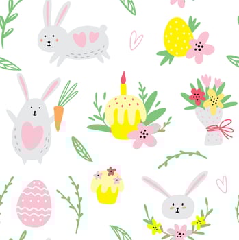 Easter collection of rabbits drawn by hand vector