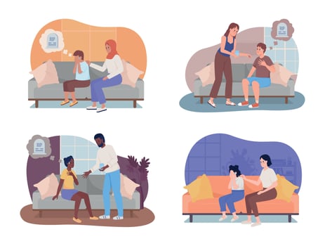 Panic episode, depression 2D vector isolated illustration