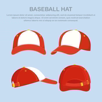 Baseball cap, hat isolated on blue background. Vector design