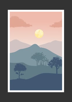 Abstract mountain painting, Abstract background, Premium Vector