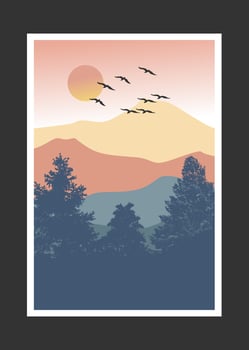 Abstract mountain painting, Abstract background. vector