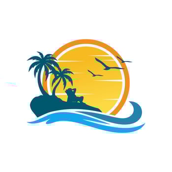 beach logo design vector template