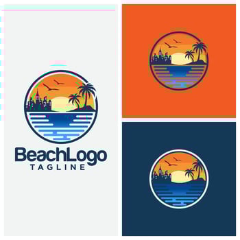 beach logo design vector template