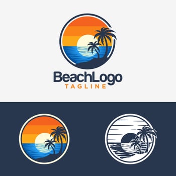 beach logo design vector template