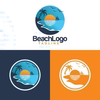 beach logo design vector template
