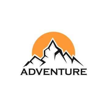 Mountains logo, adventure design vector template
