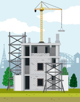 Cartoon scene of building construction site vector