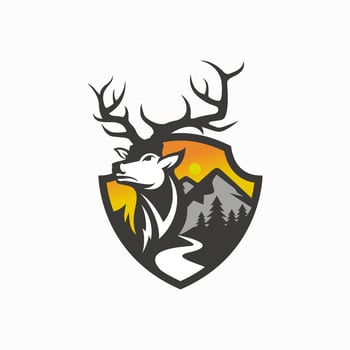 Vintage deer hunter logo design illustration vector