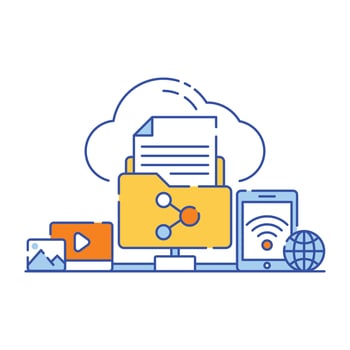 Cloud storage flat illustration design, editable vector