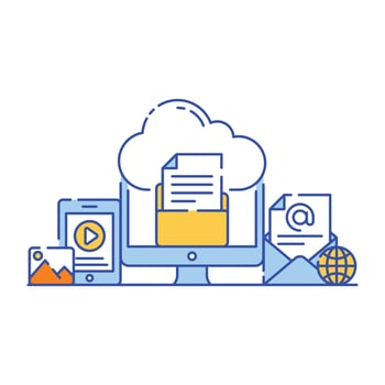 Cloud storage flat illustration design, editable vector