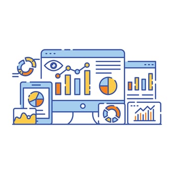 Database server flat illustration design, graphical representation vector