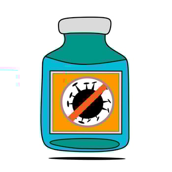 an illustration of a vaccine bottle on a white background. suitable for covid 19 vaccine advertisement vector