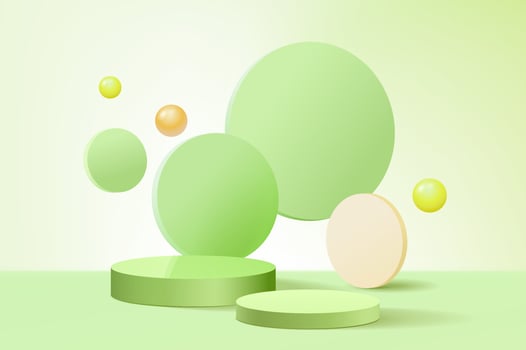 Abstract scene background. Cylinder podium on green background. Product presentation, mock up, show cosmetic product, Podium, stage pedestal or platform. vector