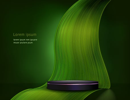 Abstract 3D cylinder pedestal podium. Modern vector rendering for cosmetic product presentation.